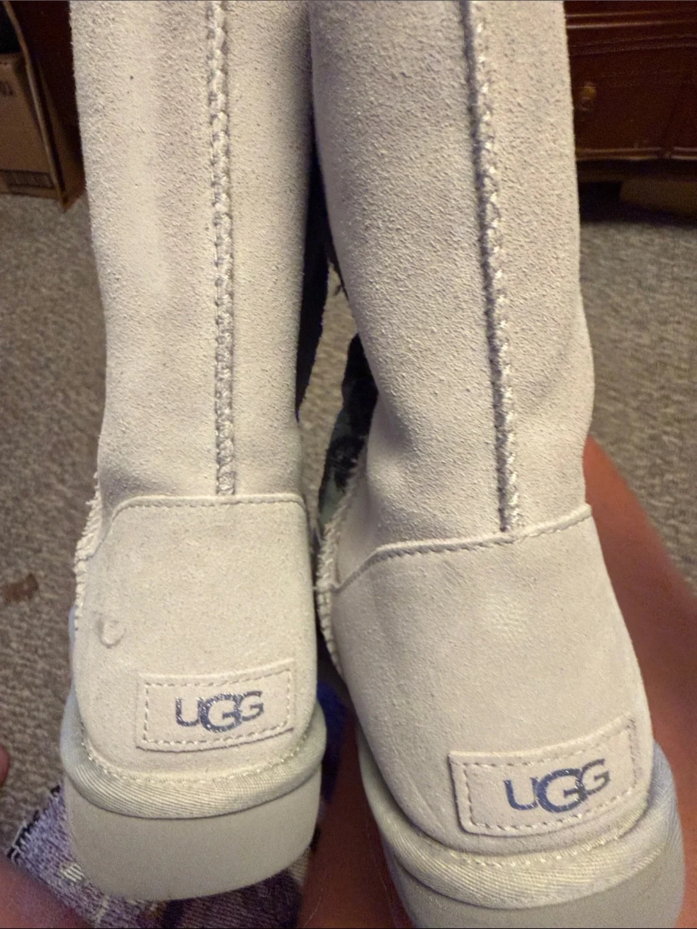 UGG Light Gray Star Sequin Short Winter Boots